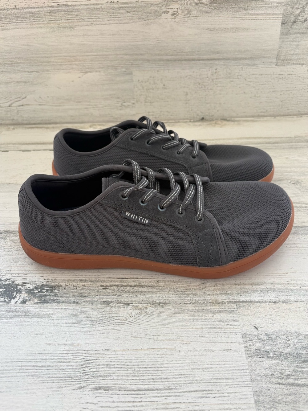 Whitin Women’s Size 43 EU 10 Wide US Lace Up Minimalist Barefoot Sneaker In Gray